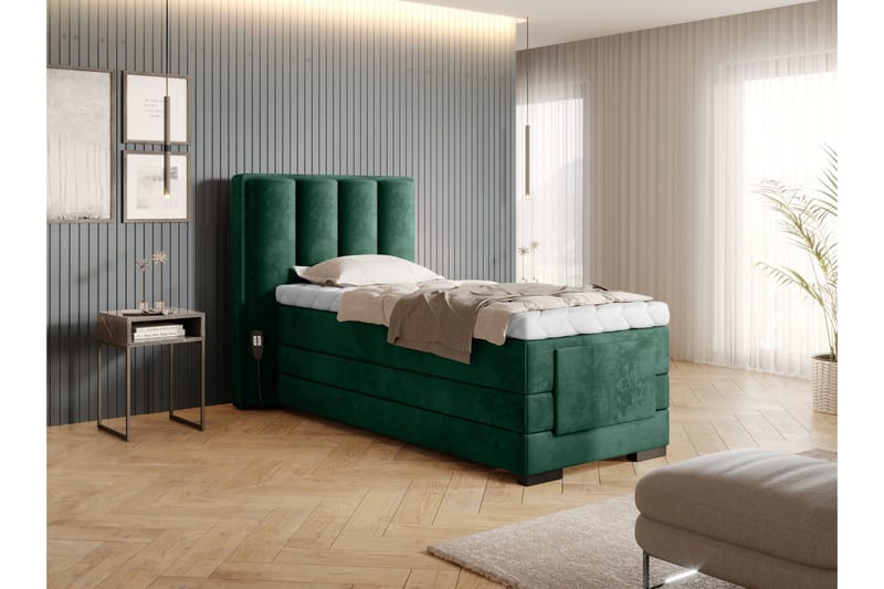 Banti Justerbar Kontinentalseng 90x200 cm - Grøn - Møbler - Senge - Enkeltsenge