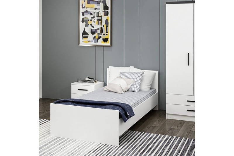 Enkeltseng Fruitland Sengramme Hvid - 95 x 72 x 194 cm - Møbler - Senge - Sengeramme & sengestel