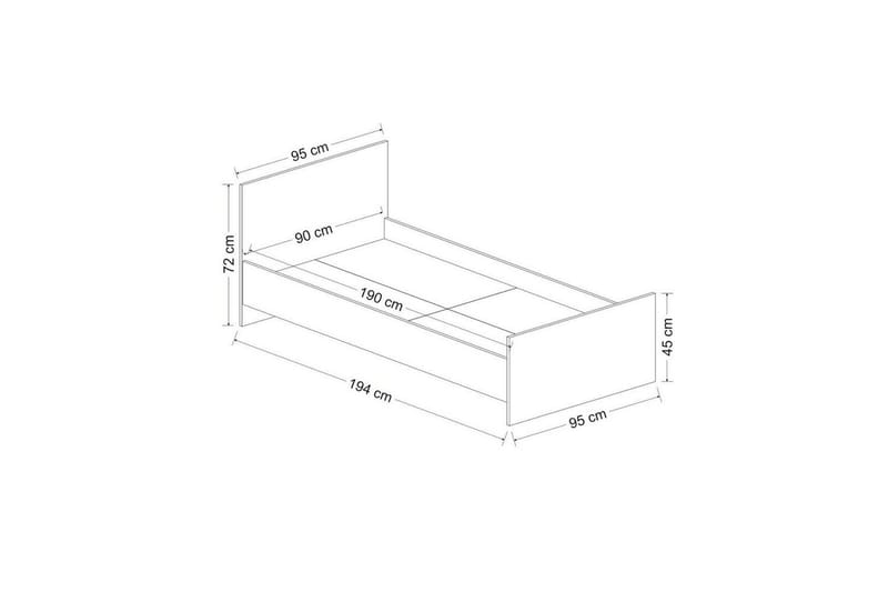Enkeltseng Fruitland Sengramme Hvid - 95 x 72 x 194 cm - Møbler - Senge - Sengeramme & sengestel