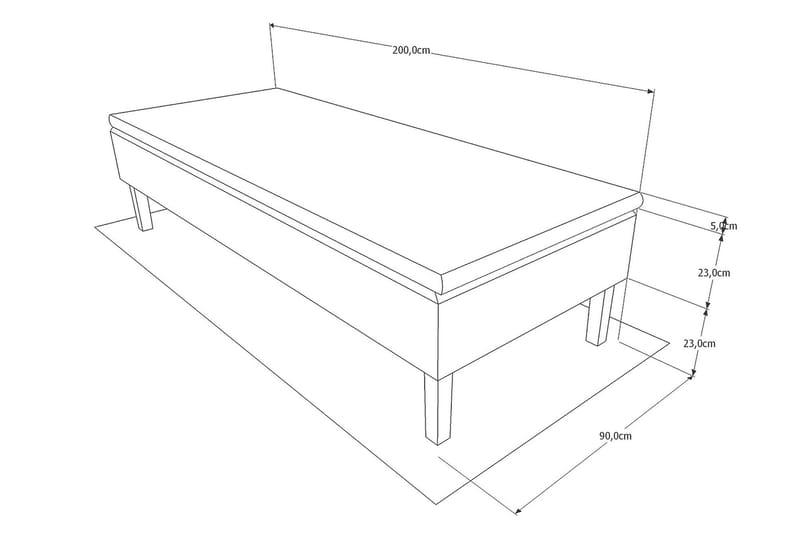 Viken Bas Rammel 80x200cm - Grå, Konade sorte ben - Møbler - Senge - Enkeltsenge