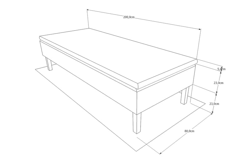 Viken base boksseng 80x200 - Ancona Grå - Enkeltsenge - Boxmadras & boxseng