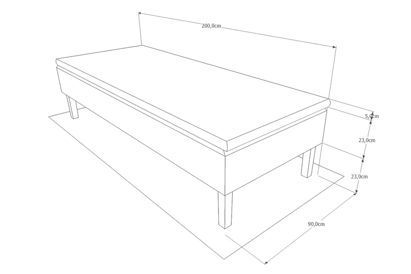 Viken base sengepakke boksseng 90x200 middel/hård base - Grå - Enkeltsenge - Boxmadras & boxseng