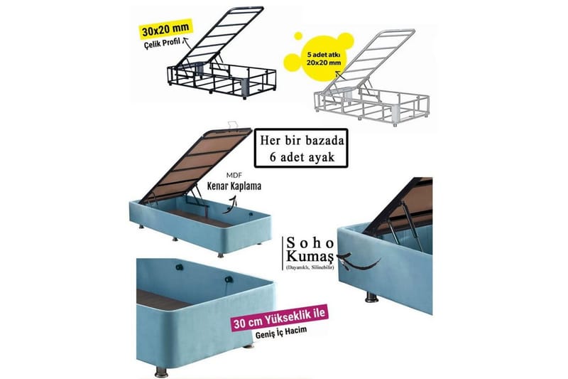 Enkeltsengestel Hyggelig Enkel Lyseblå - 120 x 200 cm - Møbler - Senge - Sengeramme & sengestel