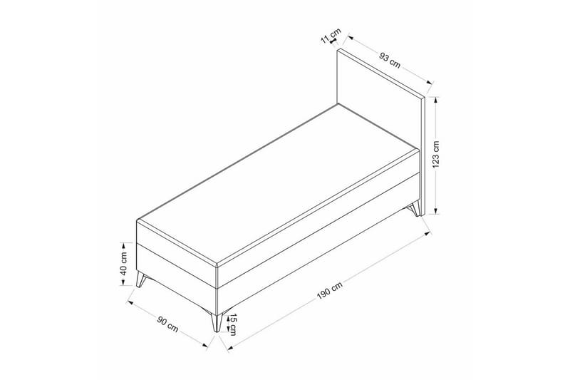 Enkeltsengestel og hovedgærde Badena Beige - 90 x 40 x 190 cm - Møbler - Senge - Sengeramme & sengestel