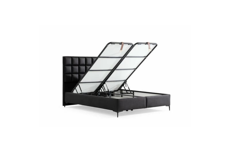 Enkeltsengestel og hovedgærde Drelna Sort - 90 x 38 x 190 cm - Møbler - Senge - Sengeramme & sengestel