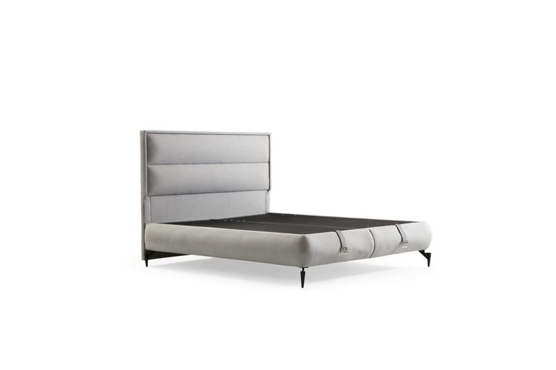 Enkeltsengestel og hovedgærde Frisk Grå, 90 x 41 x 190 cm