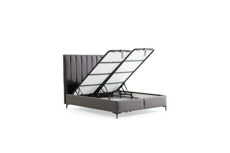Enkeltsengestel og hovedgærde Glenurenora Grå - 100 x 38 x 200 cm - Møbler - Senge - Sengeramme & sengestel