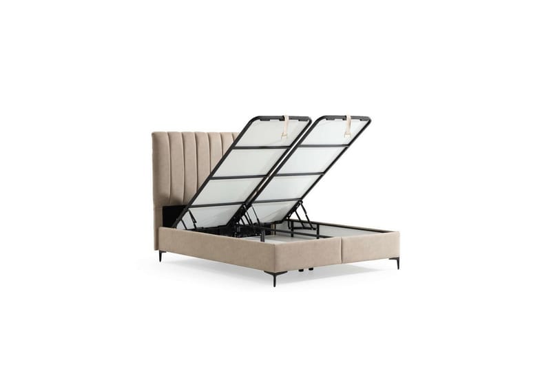 Enkeltsengestel og hovedgærde Mojon Beige - 90 x 38 x 190 cm - Møbler - Senge - Sengeramme & sengestel