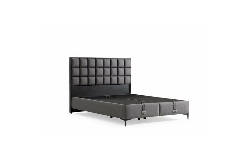 Enkeltsengestel og hovedgærde Sube grå - 100 x 38 x 200 cm - Møbler - Senge - Boxmadras & boxseng