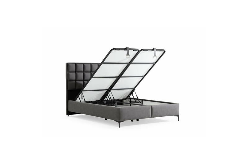 Enkeltsengestel og hovedgærde Sube grå - 100 x 38 x 200 cm - Møbler - Senge - Boxmadras & boxseng