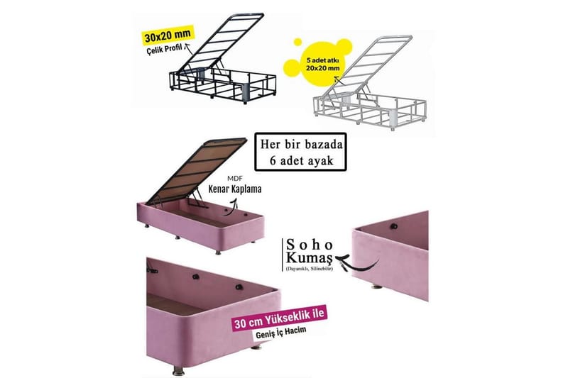 Enkeltsengestel Rasul Single Pnk - 90 x 190 cm - Møbler - Senge - Sengeramme & sengestel