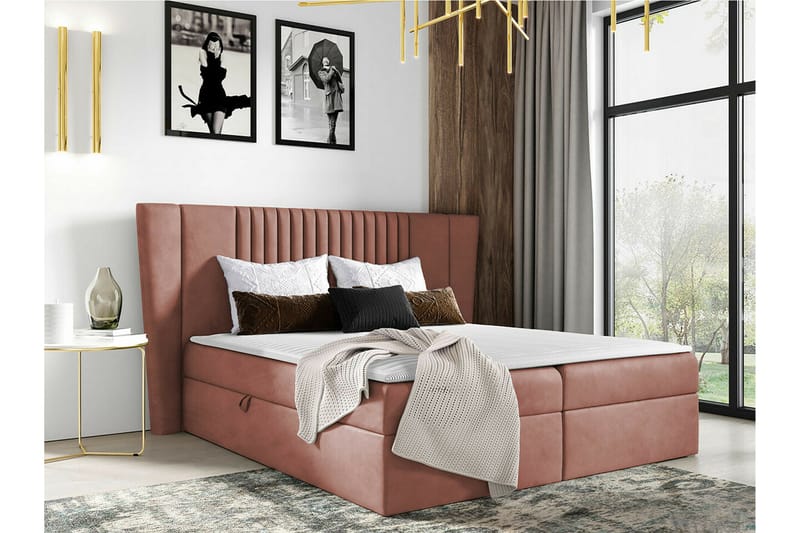 Boisdale Kontinentalseng 160x200 cm - Mørk rosa - Møbler - Senge - Familieseng