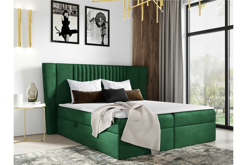 Boisdale Kontinentalseng 160x200 cm - Mørkegrøn - Møbler - Senge - Familieseng
