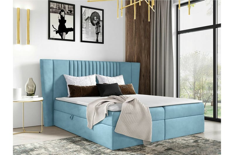 Boisdale Kontinentalseng 180x200 cm - Turkis - Møbler - Senge - Familieseng