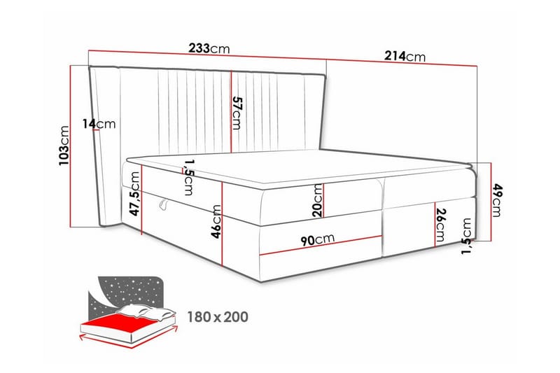 Boisdale Kontinentalseng 180x200 cm - Turkis - Møbler - Senge - Familieseng