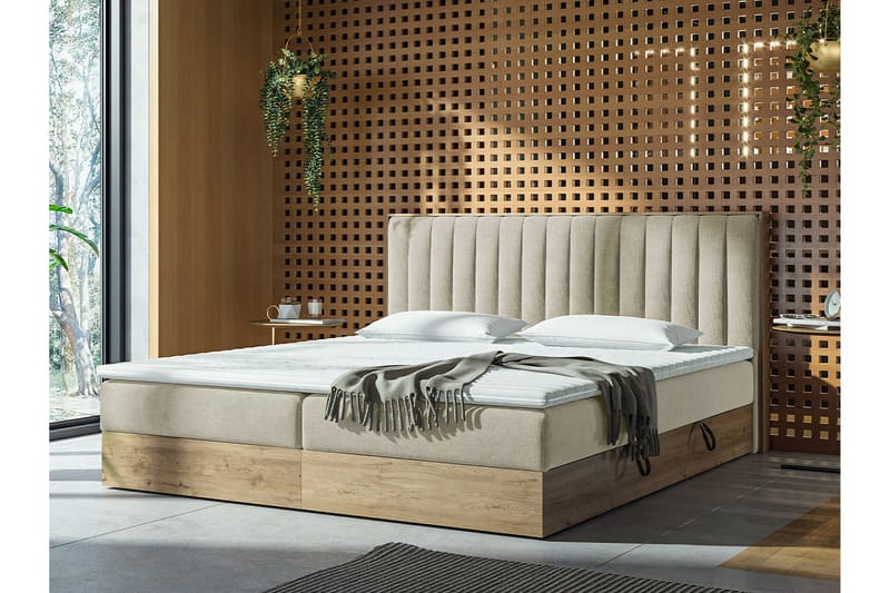 Kontinentalseng HARMONY 140x200 - Beige - Møbler - Senge - Familieseng