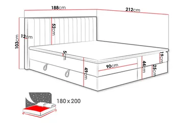 Kontinentalseng HARMONY 180x200 - Grå - Møbler - Senge - Familieseng