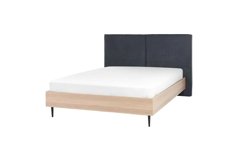 Flint Sengeramme 140x200 cm, Grå/Lyst træ/Sort