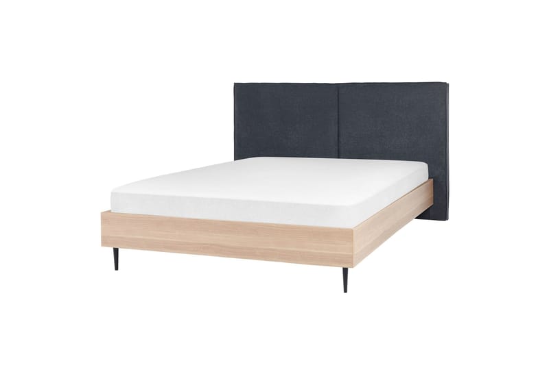 Flint Sengeramme 160x200 cm, Grå/Lyst træ/Sort