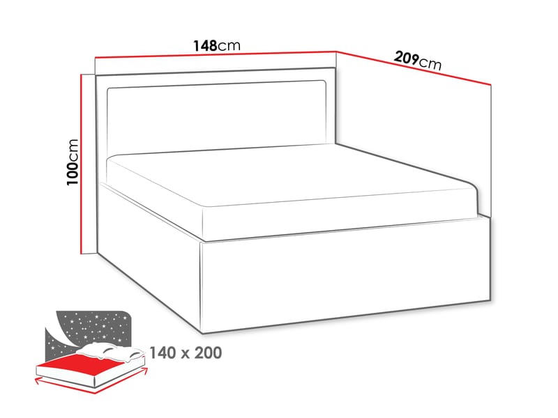 Fonti Sengeramme 140x200 cm med opbevaring og løftefunktion - Brun|sort - Møbler - Senge - Sengeramme & sengestel
