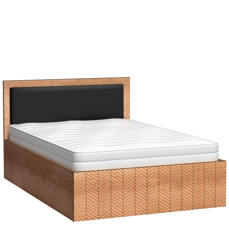 Fonti Sengeramme 140x200 cm med opbevaring og løftefunktion, Brun|sort
