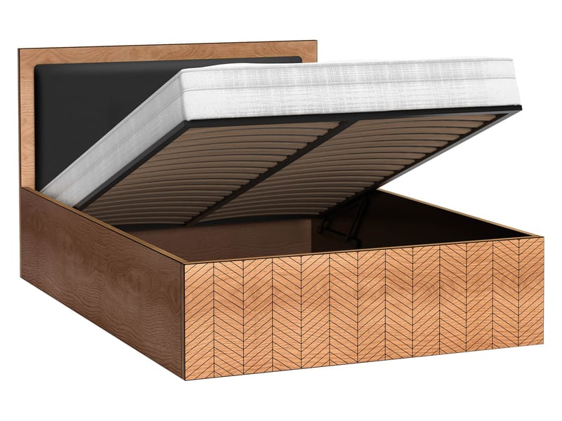 Fonti Sengeramme 140x200 cm med opbevaring og løftefunktion - Brun|sort - Møbler - Senge - Sengeramme & sengestel
