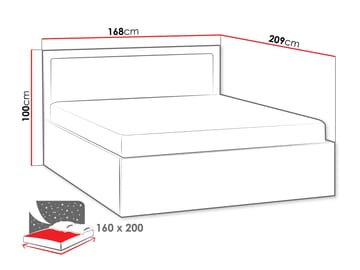Fonti Sengeramme 160x200 cm med opbevaring og løftefunktion - Brun|sort - Møbler - Senge - Sengeramme & sengestel