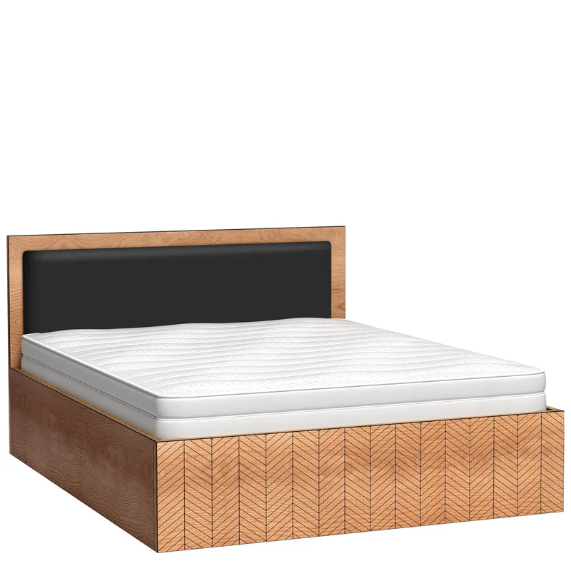Fonti Sengeramme 160x200 cm med opbevaring og løftefunktion, Brun|sort