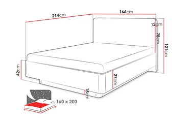 Forba Sengeramme 160x200 cm i Bouclé med Sengegavl og Træramme - Beige - Møbler - Senge - Sengeramme & sengestel