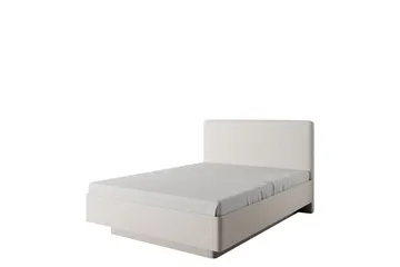 Forba Sengeramme 160x200 cm i Bouclé med Sengegavl og Træramme - Beige - Møbler - Senge - Sengeramme & sengestel