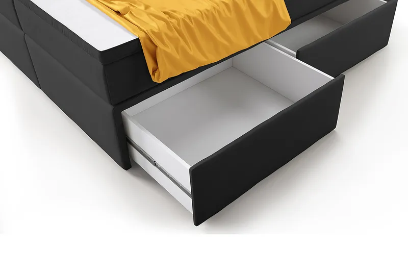 Franco Komplet Sengesæt med Opbevaring LED-belysning 180x200 cm - Grå/Velour - Møbler - Senge - Komplet sengepakke