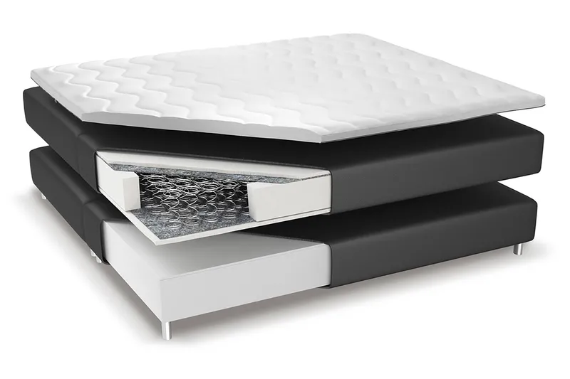 Franco Komplet Sengesæt med Opbevaring LED-belysning 180x200 cm - Grå/Velour - Møbler - Senge - Komplet sengepakke