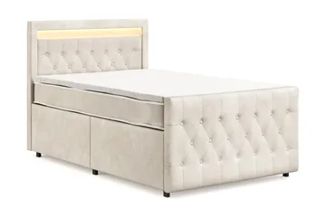 Franco Light komplet sengepakke med opbevaring og LED-belysning 120x200 cm - Beige - Møbler - Senge - Komplet sengepakke