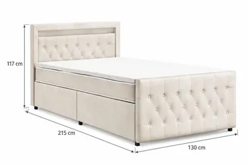 Franco Light komplet sengepakke med opbevaring og LED-belysning 120x200 cm - Beige - Møbler - Senge - Komplet sengepakke