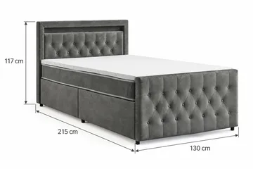 Franco Light komplet sengepakke med opbevaring og LED-belysning 120x200 cm - Grå - Møbler - Senge - Komplet sengepakke