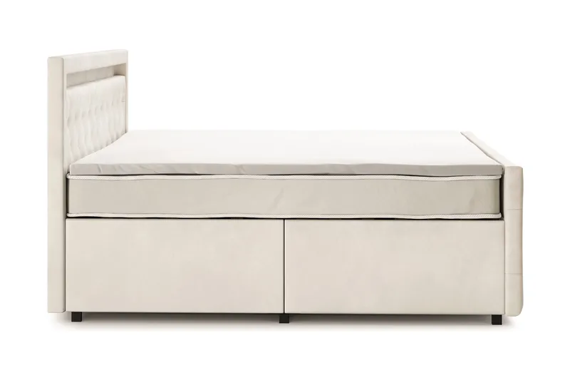 Franco light komplet sengepakke med opbevaring og LED-belysning 180x200 cm - Beige - Møbler - Senge - Komplet sengepakke