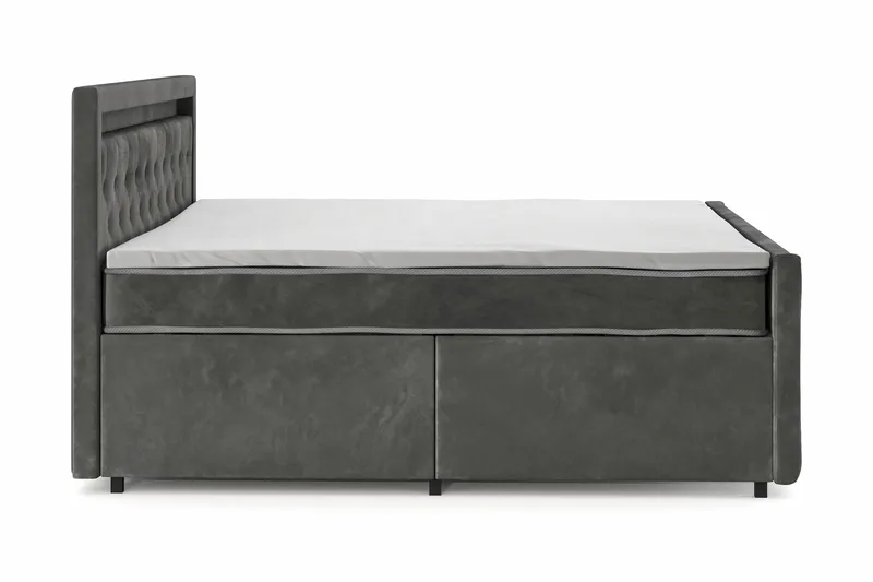 Franco light komplet sengepakke med opbevaring og LED-belysning 180x200 cm - Grå - Møbler - Senge - Komplet sengepakke