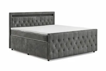 Franco light komplet sengepakke med opbevaring og LED-belysning 180x200 cm - Grå - Møbler - Senge - Komplet sengepakke