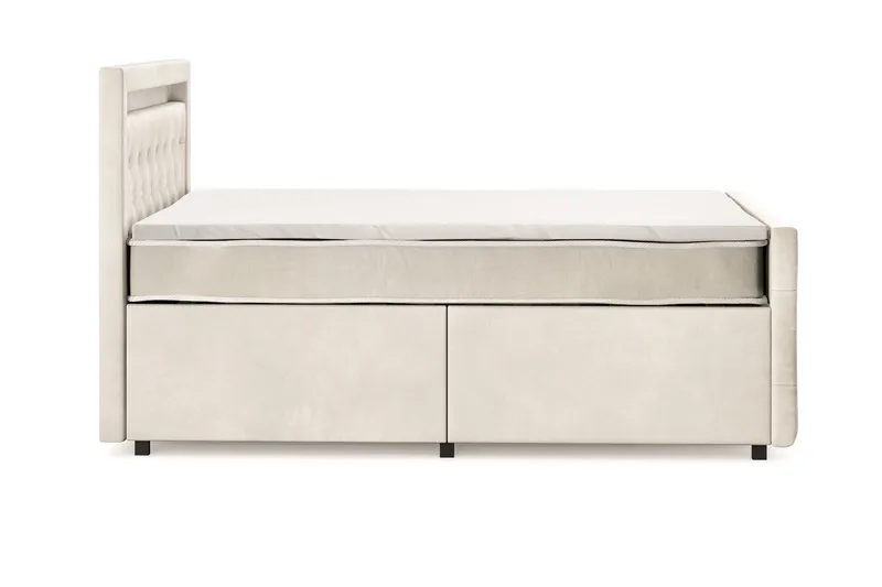 Franco Light komplet sengesæt med opbevaring LED-belysning 120x200 cm - Beige - Møbler - Senge - Komplet sengepakke