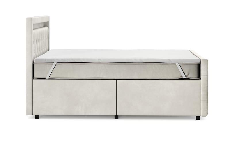 Franco Light Komplet Sengesæt med Opbevaring LED-belysning 120x200 cm - Beige - Møbler - Senge - Komplet sengepakke