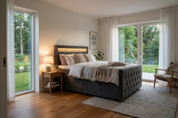 Franco Light komplet sengesæt med opbevaring LED-belysning 120x200 cm - Grå - Møbler - Senge - Komplet sengepakke