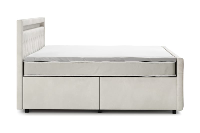 Franco Light komplet sengesæt med opbevaring LED-belysning 180x200 cm - Beige - Møbler - Senge - Komplet sengepakke