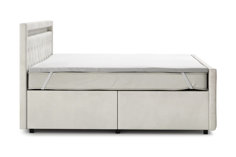 Franco Light Komplet Sengesæt med Opbevaring LED-belysning 180x200 cm - Beige - Møbler - Senge - Komplet sengepakke