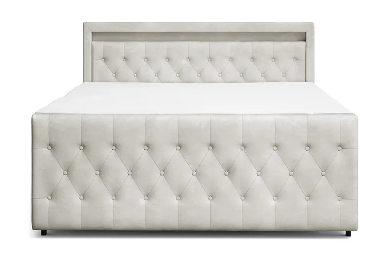 Franco Light komplet sengesæt med opbevaring LED-belysning 180x200 cm, Beige