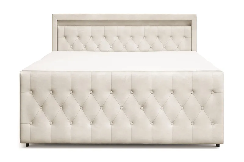 Franco Light komplet sengesæt med opbevaring LED-belysning 180x200 cm, Beige