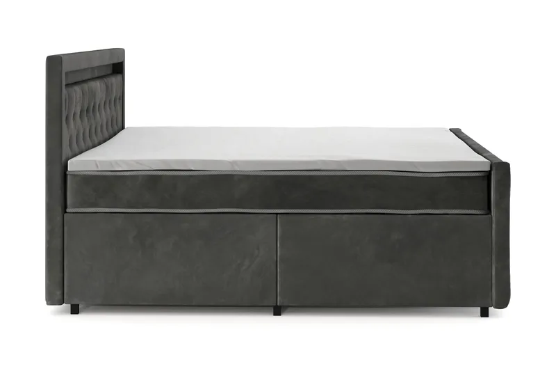 Franco Light komplet sengesæt med opbevaring LED-belysning 180x200 cm - Grå - Møbler - Senge - Komplet sengepakke