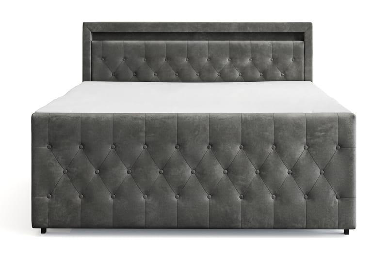 Franco Light Komplet Sengesæt med Opbevaring LED-belysning 180x200 cm - Grå - Møbler - Senge - Komplet sengepakke