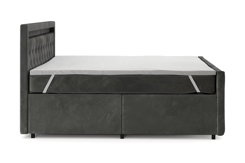 Franco Light Komplet Sengesæt med Opbevaring LED-belysning 180x200 cm - Grå - Møbler - Senge - Komplet sengepakke
