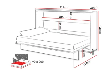 Rauk Foldbart Sengeskab 211x118 cm - Hvid - Møbler - Senge - Gæsteseng & ekstraseng - Sengeskab