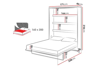 Rauk Sengeskab 171x228 cm - Hvid - Møbler - Senge - Gæsteseng & ekstraseng - Sengeskab